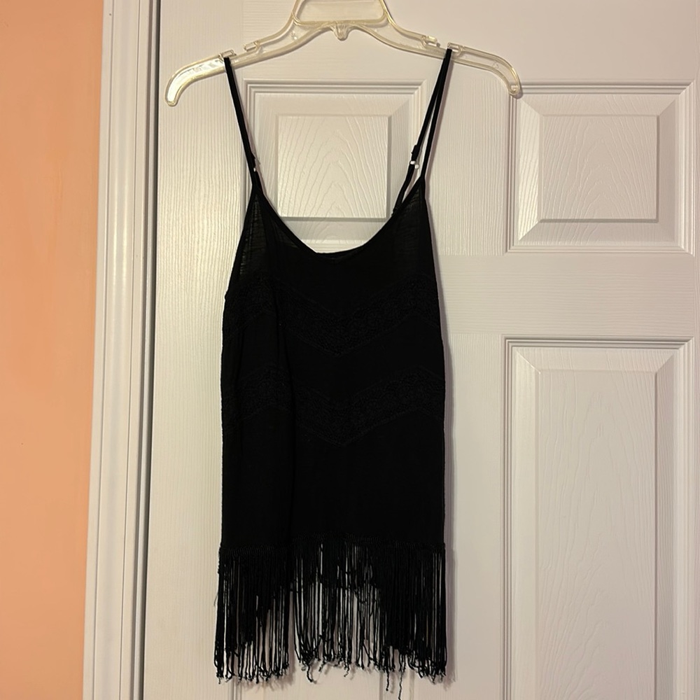 American Eagle black fringe tank top